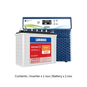 Luminous Optimus 2800 2500VA 2.5KVA 24V with Red Charge RC24000 180Ah – 2 Batteries