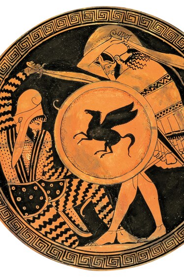 a hoplite slaying a Persian